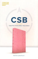 CSB Large Print Thinline Bible, Value Edition--soft leather-look, soft pink