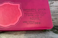 Bible Cover: Medium Pink "Amazing Grace"
