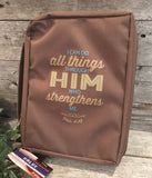 Bible Cover: Large Brown (Philippians 4:13)