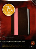 NLT Study Bible (Dark Brown & Pink Leatherlike)